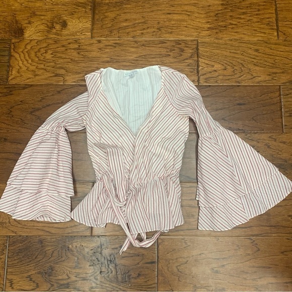 Rebecca Minkoff Melly Striped Bell Sleeve Blouse - Picture 2 of 6